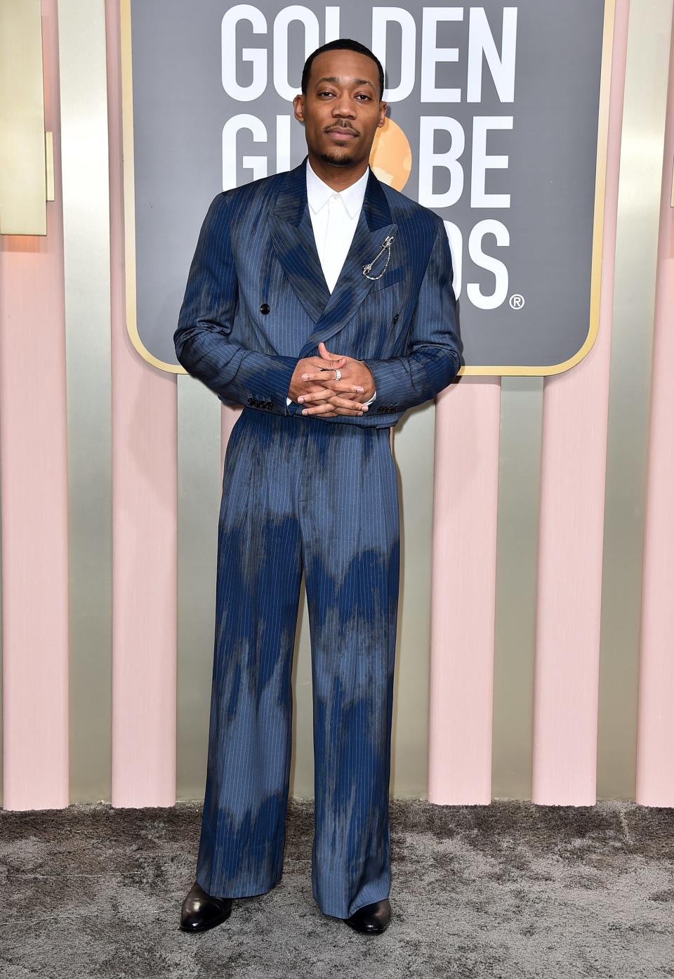 Tyler James Williams arrives at the 80th annual Golden Globe Awards.