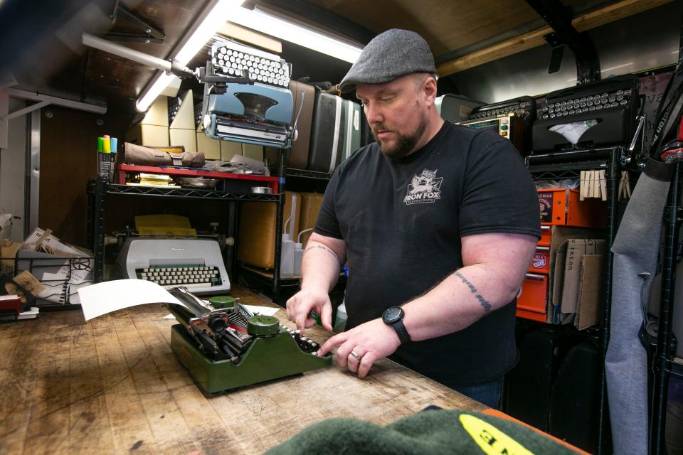 Lacey resident Ian McAndrew of Iron Fox Typewriters uses a 1934 Underwood portable typewriter sent to him by actor and typewriter enthusiast Tom Hanks.
Lacey Township, NJ
Wednesday, May 3, 2023