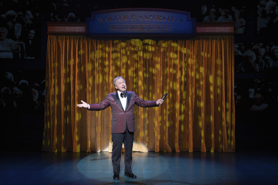 This image released by Polk & Co. shows Billy Crystal during a performance of "Mr. Saturday Night." (Matthew Murphy/Polk & Co. via AP)
