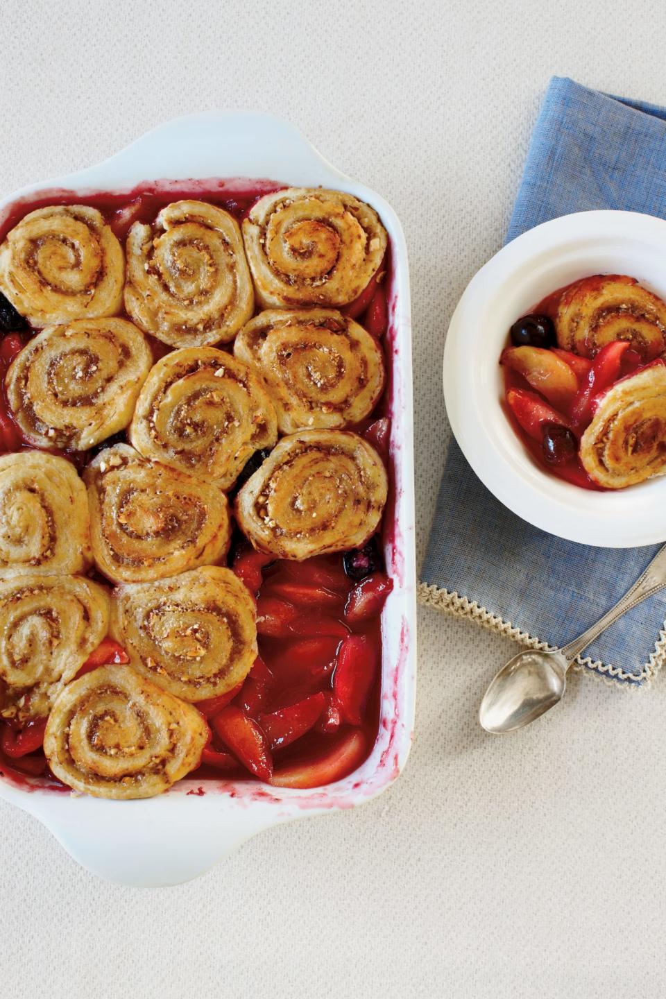 Apple-Cherry Cobbler with Pinwheel Biscuits