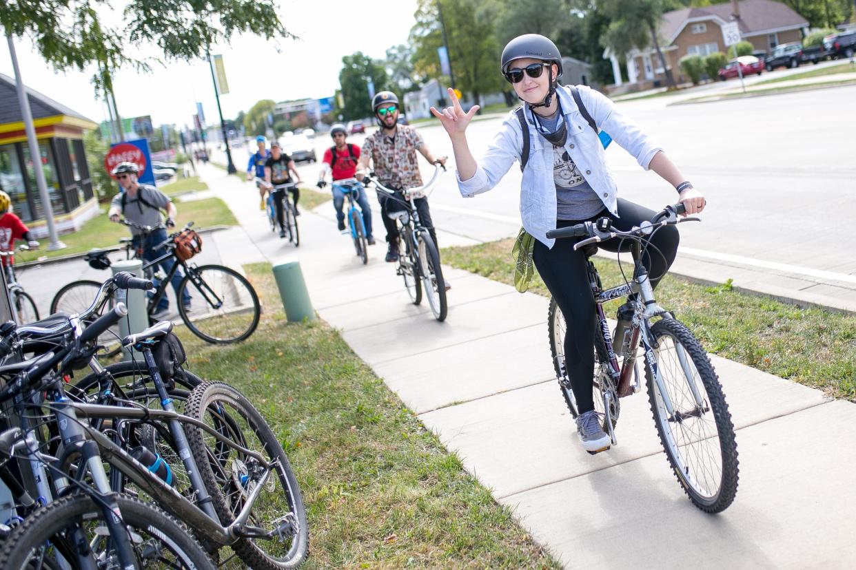 Bicyclists participate in the tenth Tour de North End on Saturday, Sept. 25, 2021, in the North End neighborhood of Rockford. Hundreds of cyclists turned out to raise awareness of bike safety, patronize North End businesses and to have fun.