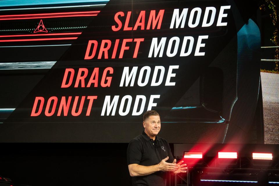 Dodge Brand CEO Tim Kuniskis unveils the Charger Daytona SRT Banshee electric muscle car concept at the M1 Concourse in Pontiac in this Aug. 17, 2022 file photo. Kuniskis is set to add Ram Trucks to his responsibilities as part of a series of leadership changes Stellantis announced Tuesday.