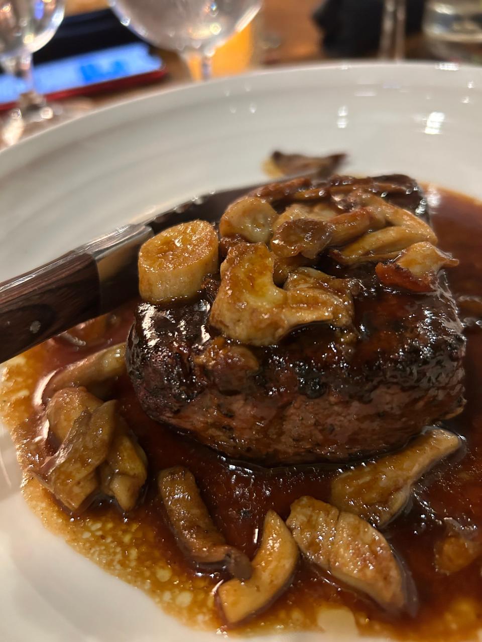 A 6-ounce prime filet with mushroom demi-glace at Pitchfork.