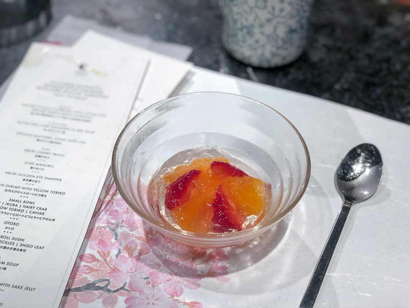 Japanese seasonal fruits with sake jelly