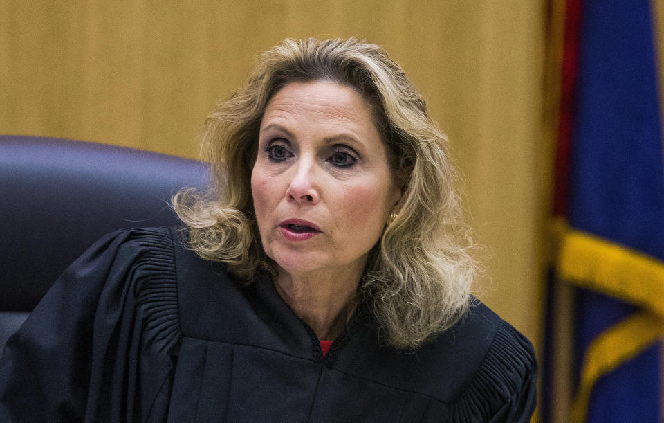Judge Sherry Stephens in court during the first day of the Jodi Arias penalty retrial on October 21, 2014.