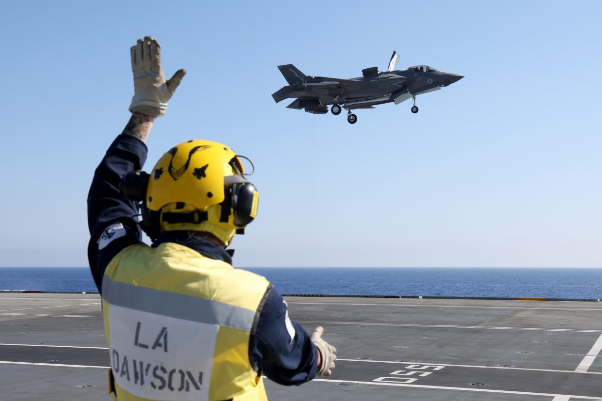 An F35B Lightning Jet returns to HMS Queen Elizabeth (Royal Navy)