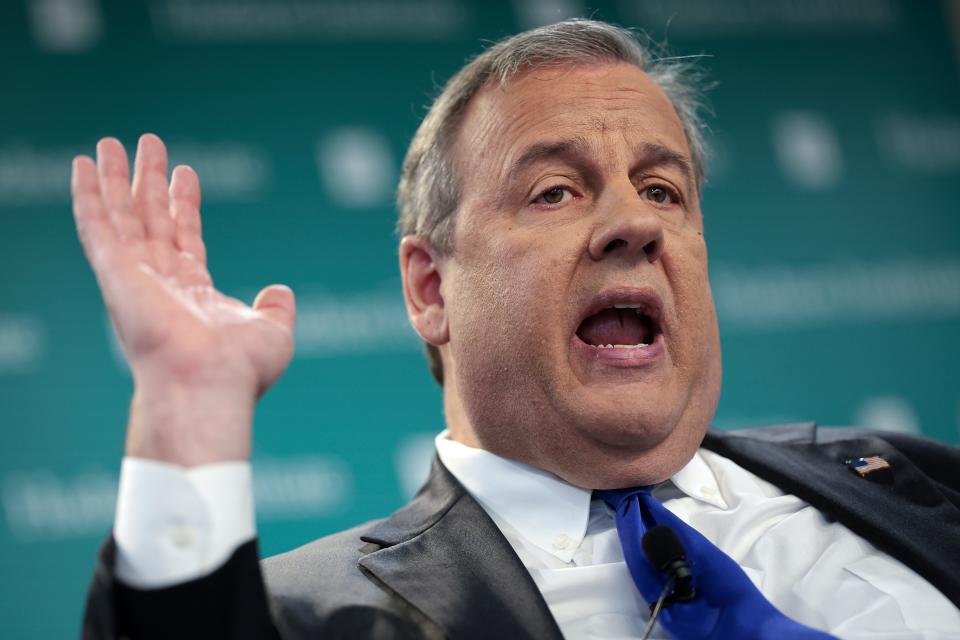 Republican presidential candidate and former Governor of New Jersey Chris Christie speaks at the Hudson Institute November 15, 2023 in Washington, DC.