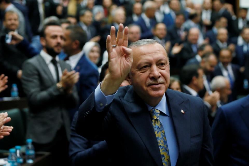 The Turkish president was greeted by applause on Tuesday morning (REUTERS)