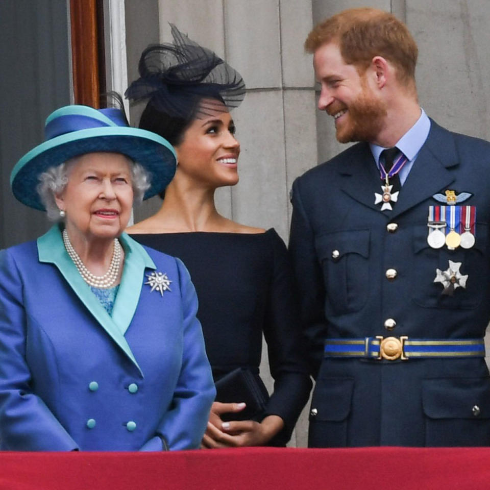 Queen Elizabeth, Prince Harry, Meghan Markle (Anwar Hussein / WireImage)