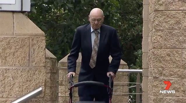 Ivan Russell Edwards narrowly avoided jail due to ill health after smashing then setting fire to an ATM. Picture: 7 News