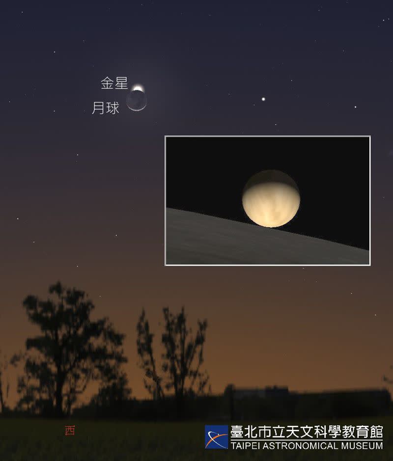 民眾可在今晚7時52分把握機會欣賞「月掩金星」奇景。（圖／天文館提供）