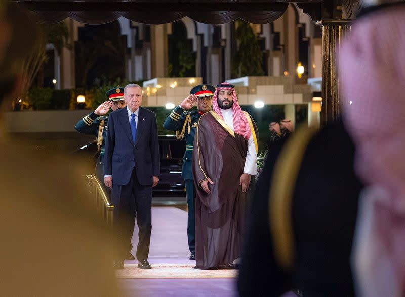 Turkish President Tayyip Erdogan meets Saudi Crown Prince Mohammed bin Salman, in Jeddah