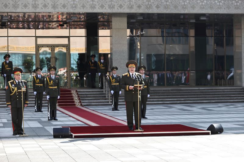 Belarusian President Lukashenko attends an inauguration ceremony in Minsk