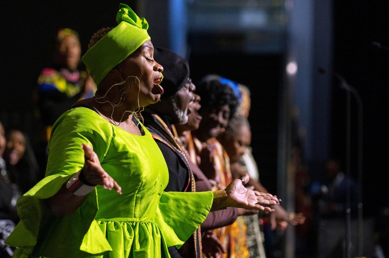 Esther Owens and other members of NIA Performing Arts sing during the Martin Luther King Jr. Birthday Breakfast on Monday at the Greater Columbus Convention Center. The breakfast has been held in Columbus starting in 1986.