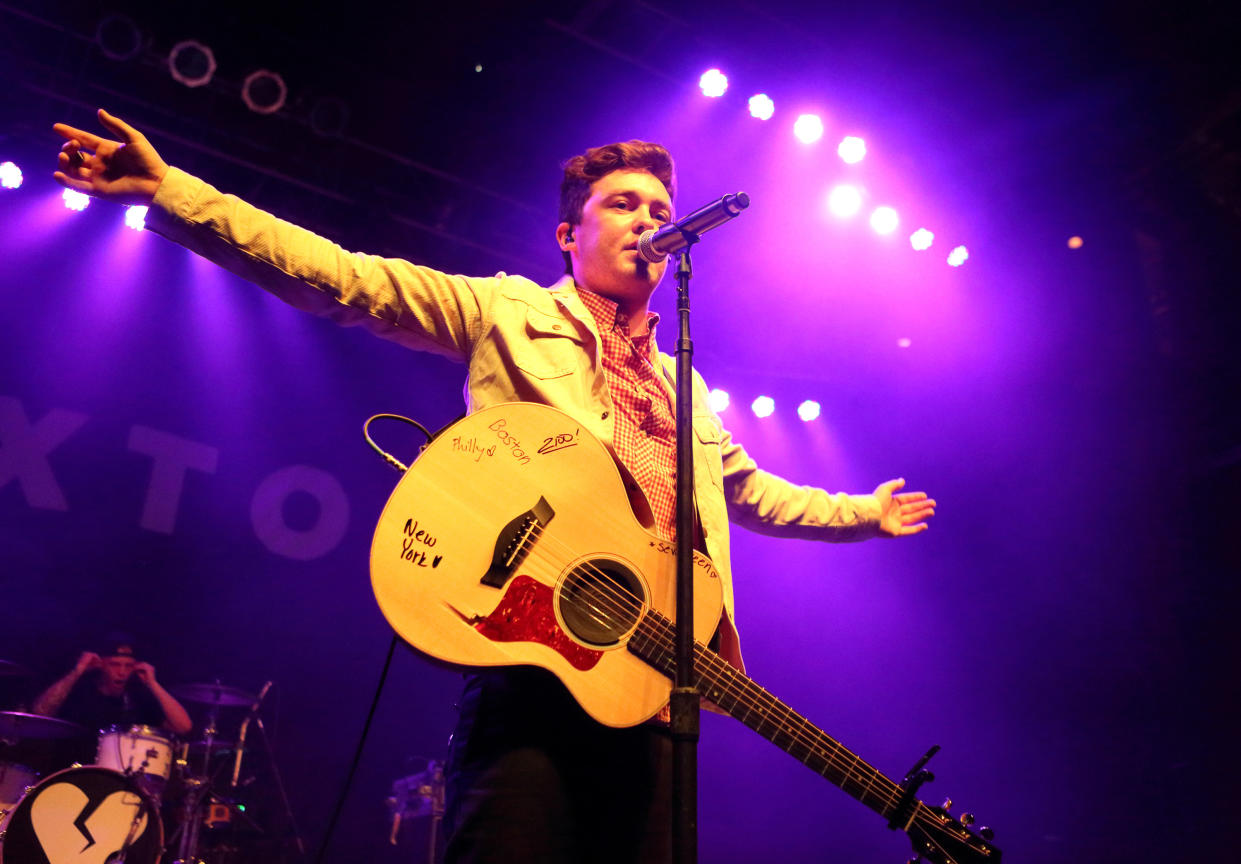 Jake Roche of the band Rixton performs in concert at The Fillmore on Wednesday, Aug. 6, 2014, in Silver Spring, Md. (Photo by Owen Sweeney/Invision/AP)