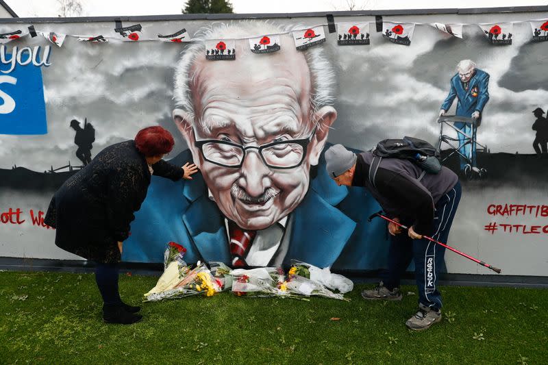 Mural of late record-breaking centenarian Captain Tom in Two Gates