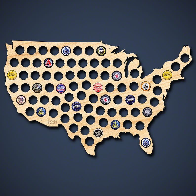 17) HomeWetBar Beer Cap Map of USA