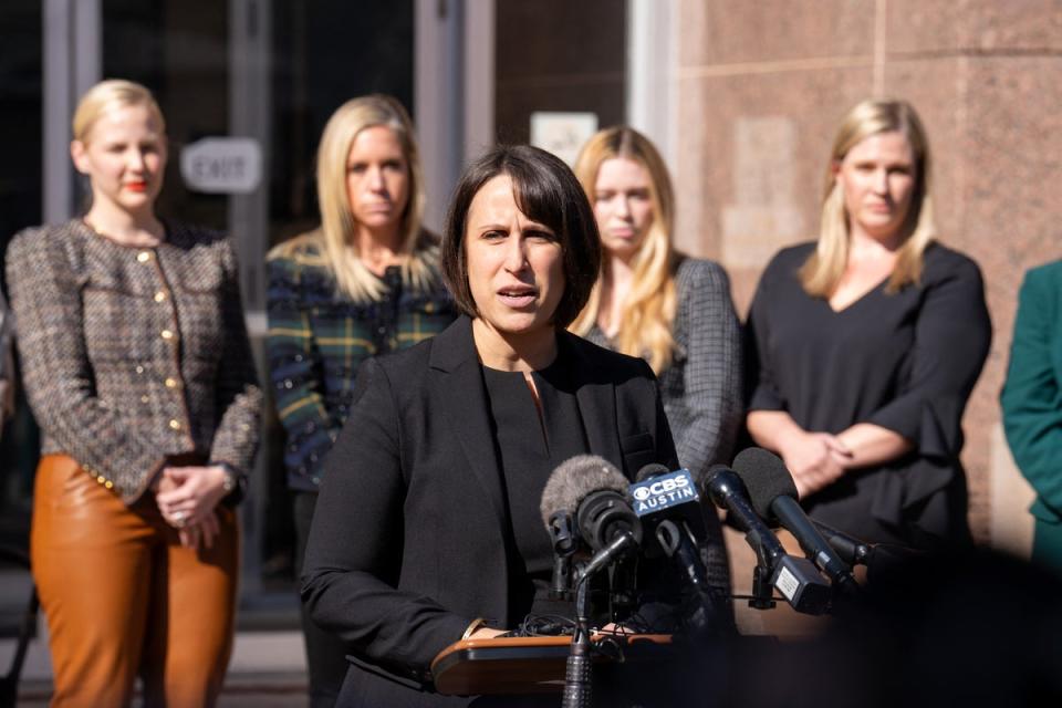 Molly Duane, senior staff attorney for the Center for Reproductive Rights, speaks outside the Texas Supreme Court on 28 November. (AFP via Getty Images)