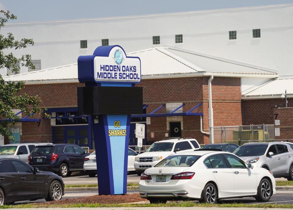 Hidden Oaks Middle School is seen Wednesday, May 18, 2022, in Palm City. The Martin County School District is investigating a photo showing six students in front of Hidden Oaks Middle School, holding letters spelling out a racial slur. The photo was circulated on social media late Monday.