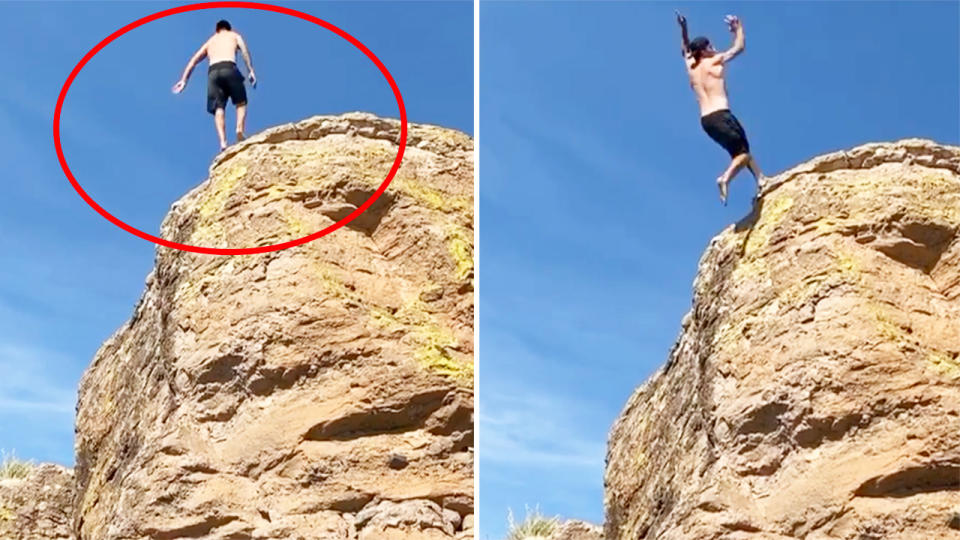 Johnny Manziel, pictured here after his cliff-diving stunt almost ended in disaster.