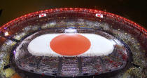 <p>The Japanese flag is formed during the closing ceremony for the 2016 Rio Olympics. Tokyo will host the Summer Olympics in 2020. (REUTERS/Pawel Kopczynski) </p>