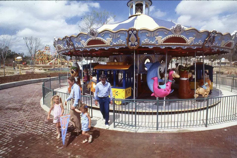 A family at the opening of Hanna-Barbera Land March 15, 1984.