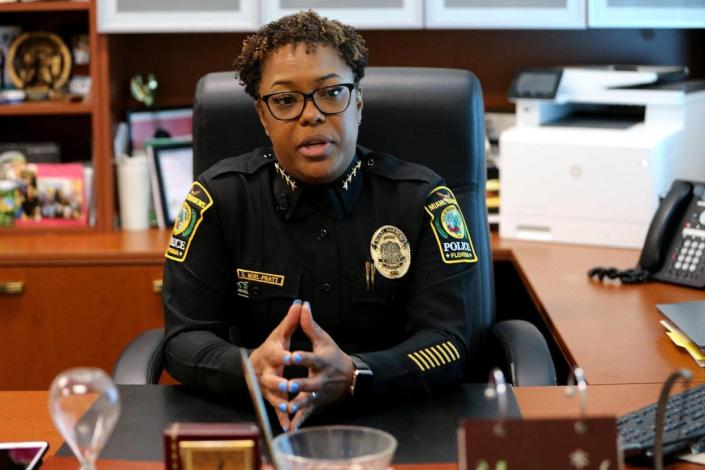 Miami Gardens Police Chief Delma Noel-Pratt is in charge of the fourth largest police force in Miami-Dade County, with over 200 sworn officers. She is one of only two permanent female chiefs in the county, which has 33 agencies. She’s also the first woman to be named chief in Miami Gardens. Her fifth anniversary was May 1.