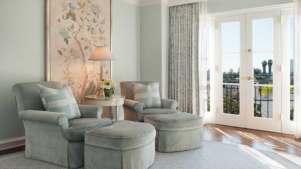 A sitting area at The Peninsula Beverly Hills, voted one of the best city hotels in the United States