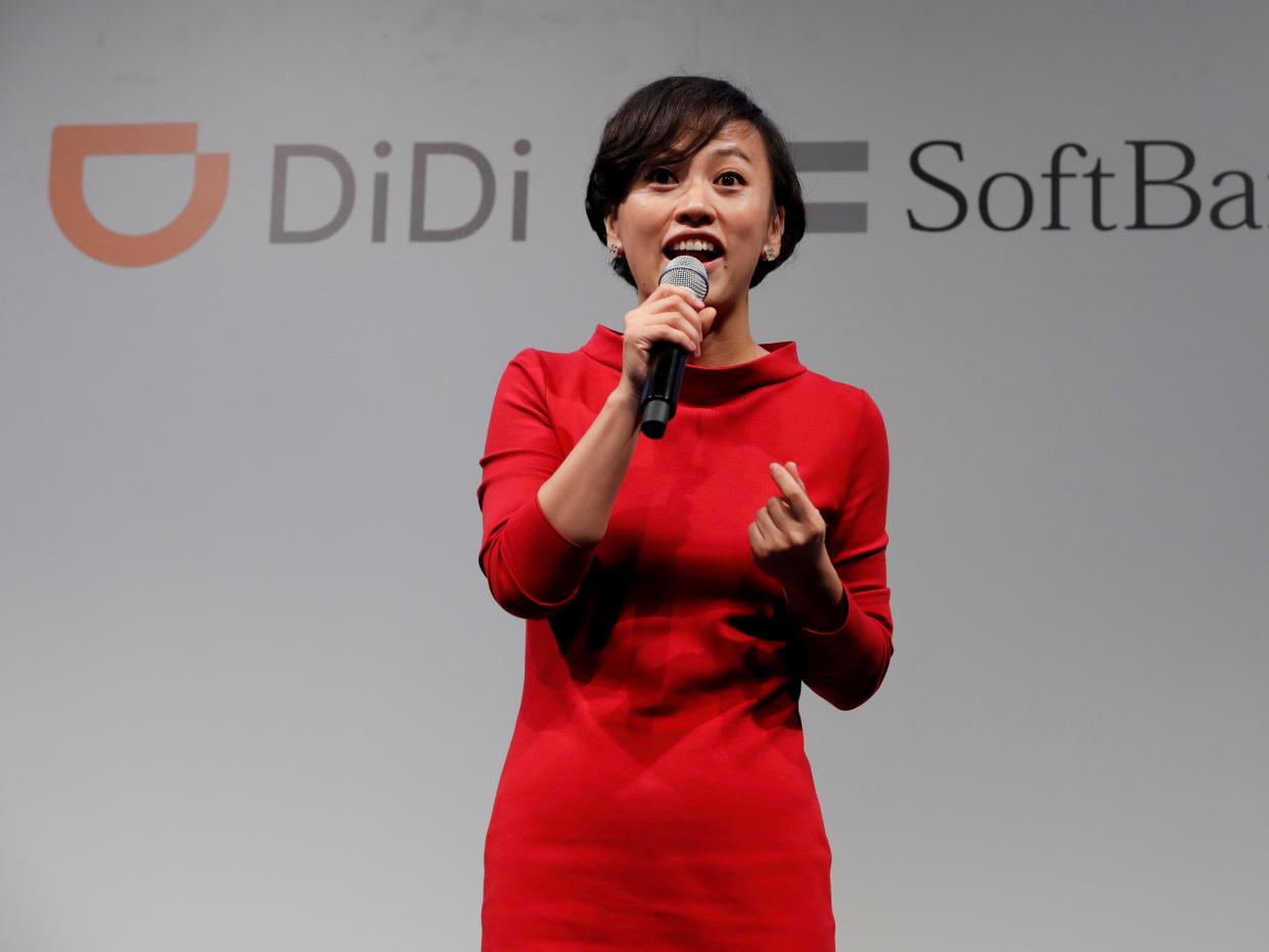 President of Didi Chuxing Jean Liu speaks during a news conference about their Japanese taxi-hailing joint venture in Tokyo, Japan, July 19, 2018.