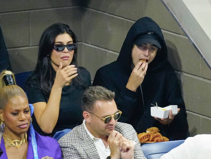 Kylie and Timothée eating at the US Open