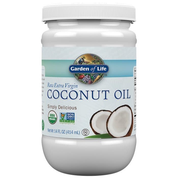 While it may not&nbsp;traditionally be used as a beauty product, coconut oil is an amazing moisturizer for the skin, nails and hair, and can be added to warm baths for an extra luxurious feel. One of our favorite ways to use it is as a hair mask -- simply rub it into your roots and strands, wrap your hair in plastic wrap (trust us) and a towel, and leave in for 20 minutes before washing out. If your hair needs extra love, you can even sleep with the towel on your head overnight and wash out in the morning. We promise, you hair will be&nbsp;<i>﻿so soft.&nbsp;</i><br /><br /><strong><a href="https://www.amazon.com/Garden-Life-Organic-Virgin-Coconut/dp/B06VZ3SRGD/ref=sr_1_4_a_it?ie=UTF8&amp;qid=1521050031&amp;sr=8-4&amp;keywords=coconut%2Boil&amp;th=1" target="_blank">Garden of Life coconut oil</a>, $6.99</strong>