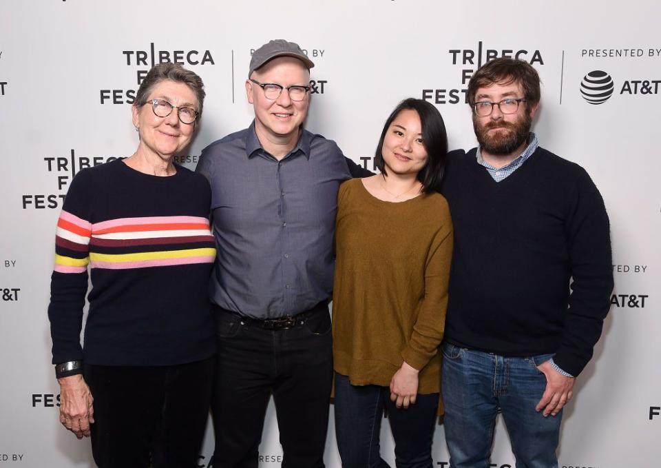 NEW YORK, NEW YORK - APRIL 26: Co Directors Julia Reichert and Steven Bognar with Producers Yigian Zhang and Jeff Reichert attend the 