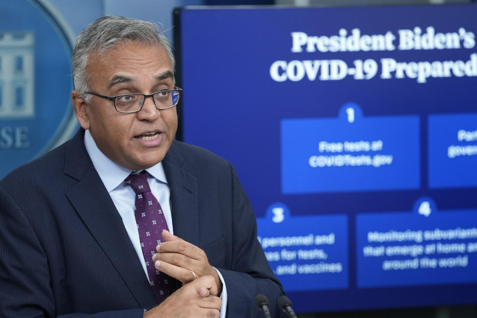 White House COVID-19 Response Coordinator Ashish Jha speaks during the daily briefing at the White House in Washington, Thursday, Dec. 15, 2022. (AP Photo/Susan Walsh)