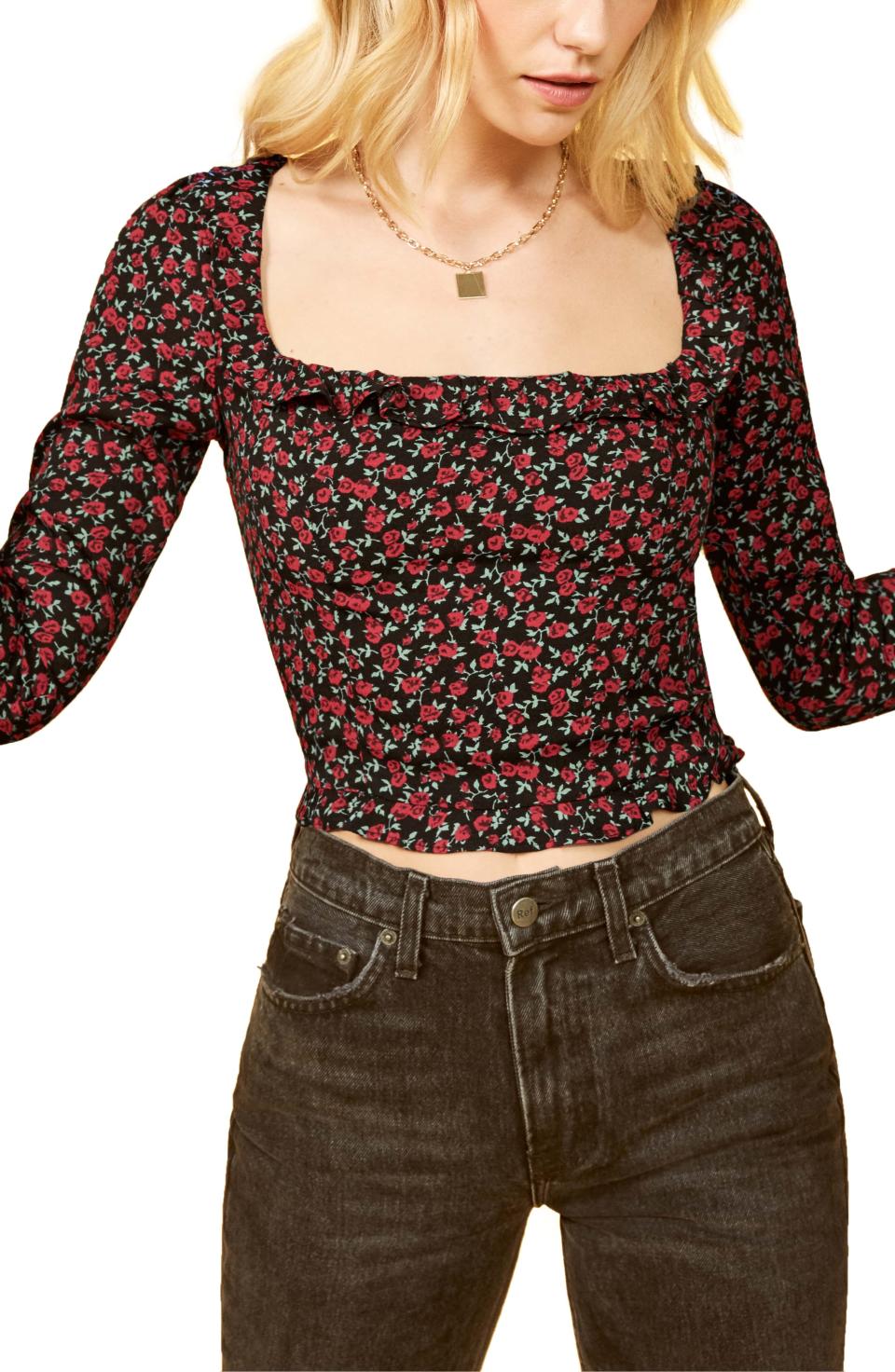 Rose Print Crop Top