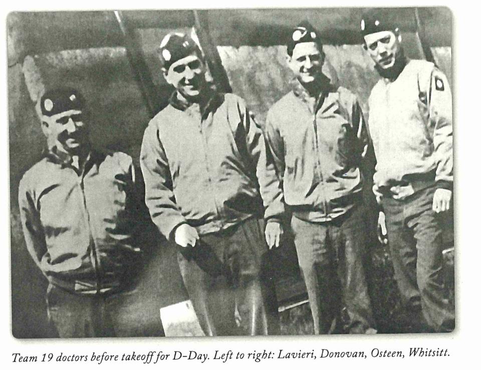 Dr. Loyd Osteen, second from right, was one of four doctors to fly into France to support Allied troops on D-Day.