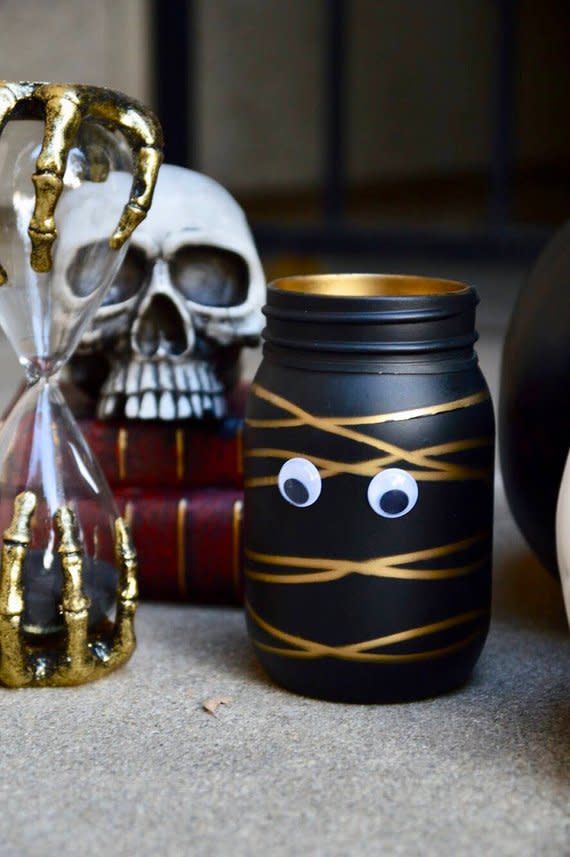 10) Gold Mummy Mason Jar