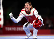 <p>USA's Anastasija Zolotic became the first American woman to win gold in taekwondo after defeating Team ROC's Tatiana Minina at Makuhari Messe Hall on July 25.</p>