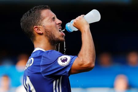 Football Soccer Britain - Chelsea v Burnley - Premier League - Stamford Bridge - 27/8/16 Chelsea's Eden Hazard drinks Reuters / Eddie Keogh Livepic
