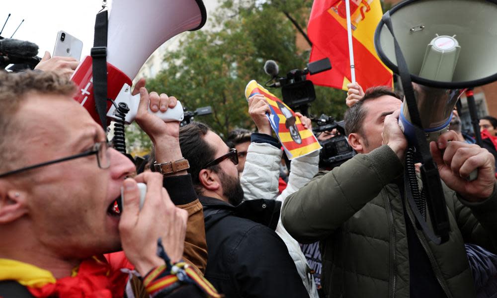 Protesters outside the Spanish parliament