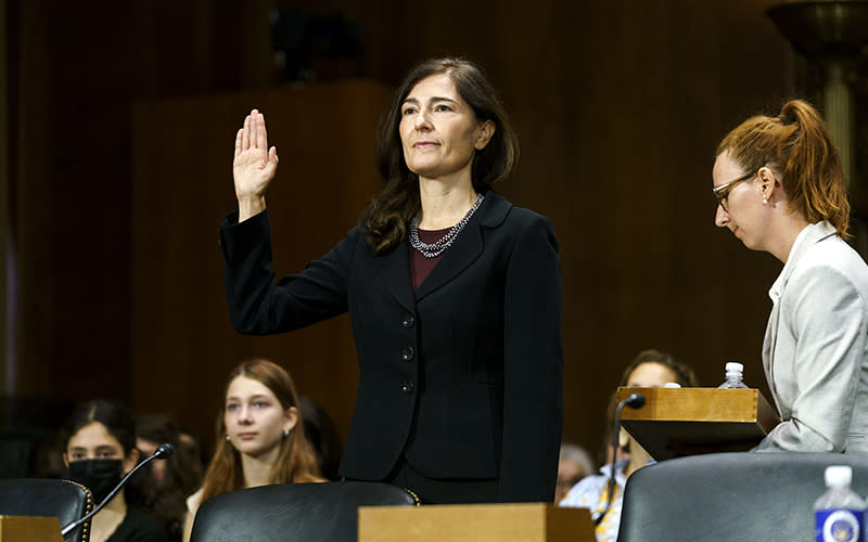 Julie Rikelman, nominee for judge on U.S. Court of Appeals for the 1st Circuit, is sworn in