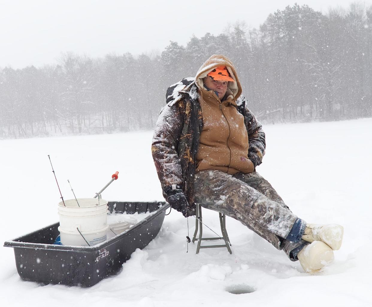 Bill Molesky of Alliance headed out to the Mogadore Reservoir off Route 43 in Suffield Monday. He said he caught mostly perch between about 10 a.m. and 1:30 p.m.