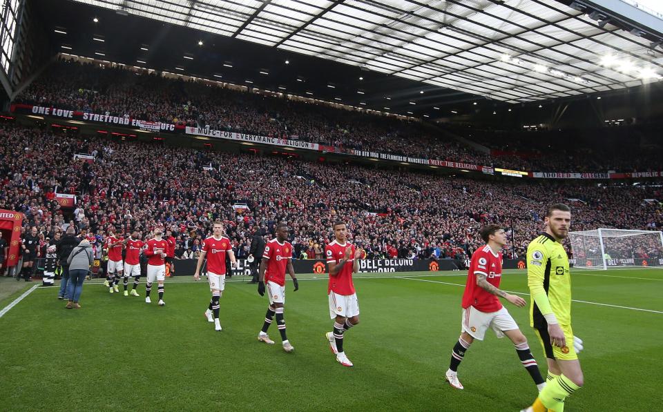 Manchester United walk out at Old Trafford - GETTY IMAGES