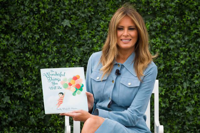 <p>Alex Brandon/AP/Shutterstock </p> First Lady Melania Trump at the White House Easter Egg Roll