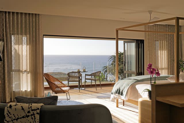 <p>Courtesy of Sala Beach House</p> A ocean view room at Sala Beach House.