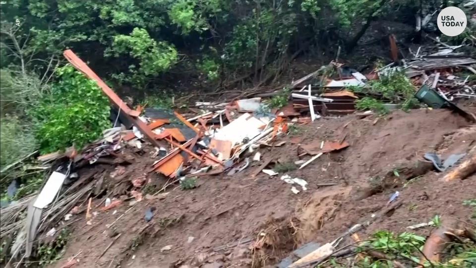 California flooding: Woman rescued after mudslide destroyed her home