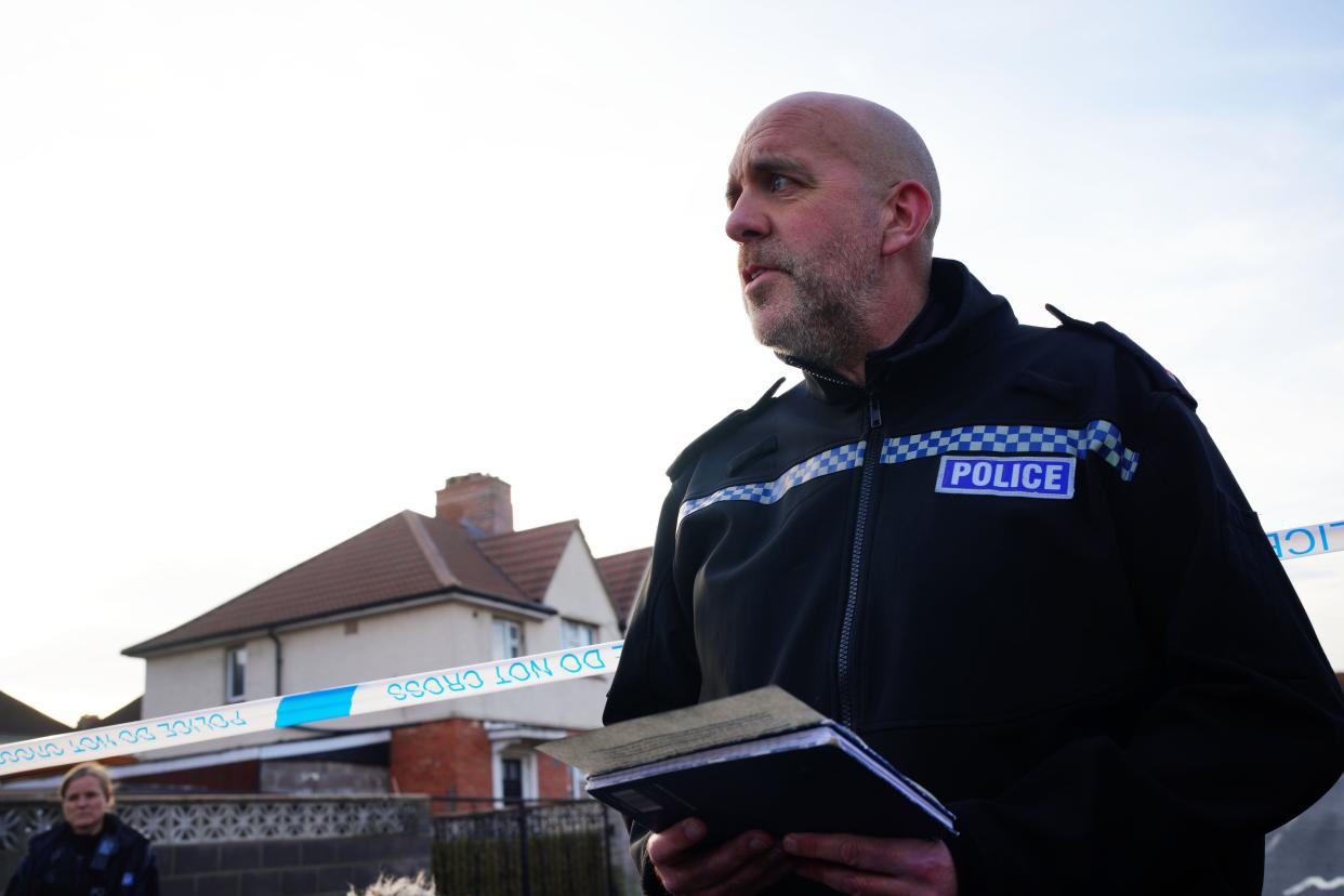 Bristol Commander Supt Mark Runacres speaks to the media at the scene in south Bristol where two teenage boys, aged 15 and 16, died after a stabbing attack by a group of people who fled the scene in a car. Picture date: Sunday January 28, 2024.