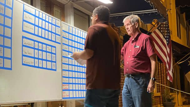 PHOTO: Uvalde Leader-News staffers tabulating election results in Uvalde, Texas, Nov. 8, 2022.  (Hannah Prince/ABC News)