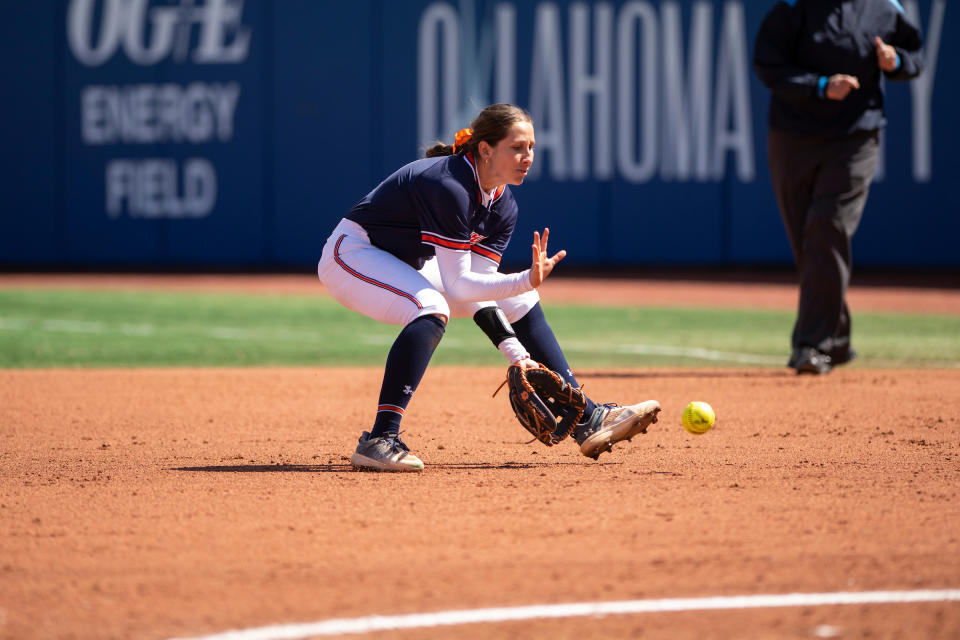 Carlee McCondichie (12) during the game between the Northwestern Wildcats and the Auburn Tigers at Hall of Fame Stadium in Oklahoma City, OK on Friday, Mar 17, 2023.<br>Jamie Holt/Auburn Tigers