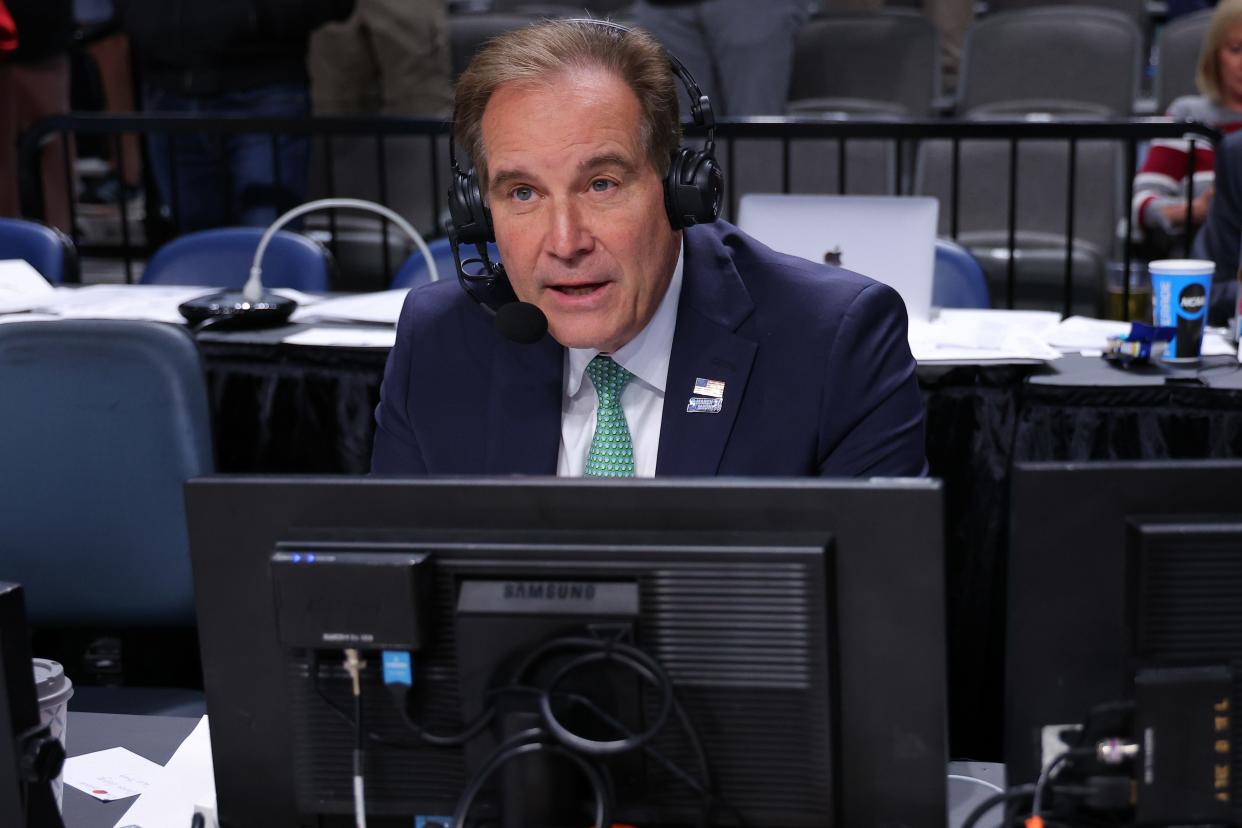 Jim Nantz during a first-round game at Birmingham, Alabama, on March 16, 2023.