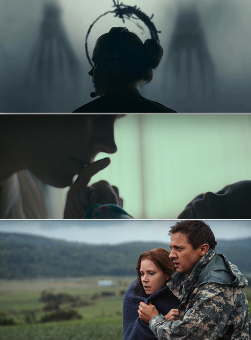 Amy Adams and Jeremy Renner hugging in "Arrival"